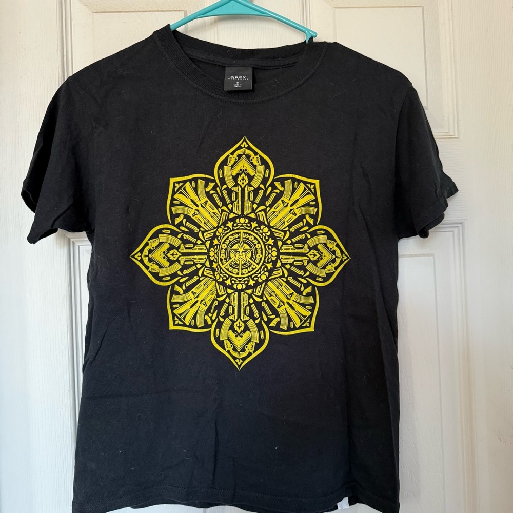Obey Black and Yellow Graphic T-Shirt